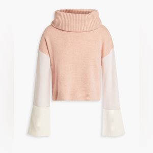 Nadaam Size XS Color-Block Wool and Cashmere Blend Turtleneck Sweater